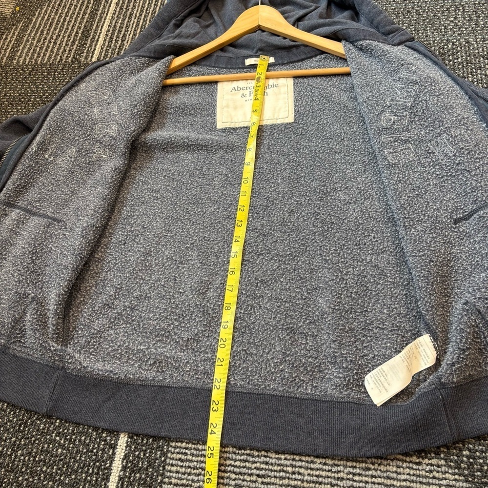 Abercrombie & Fitch Small Hoodie Full Zip Sweatshirt Y2K Retro Muscle Logo Blue - Picture 10 of 11
